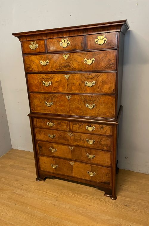C19TH BURR WALNUT CHEST ON CHEST - ADDITIONAL PHOTO 1