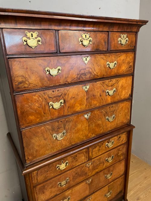 C19TH BURR WALNUT CHEST ON CHEST - ADDITIONAL PHOTO 3