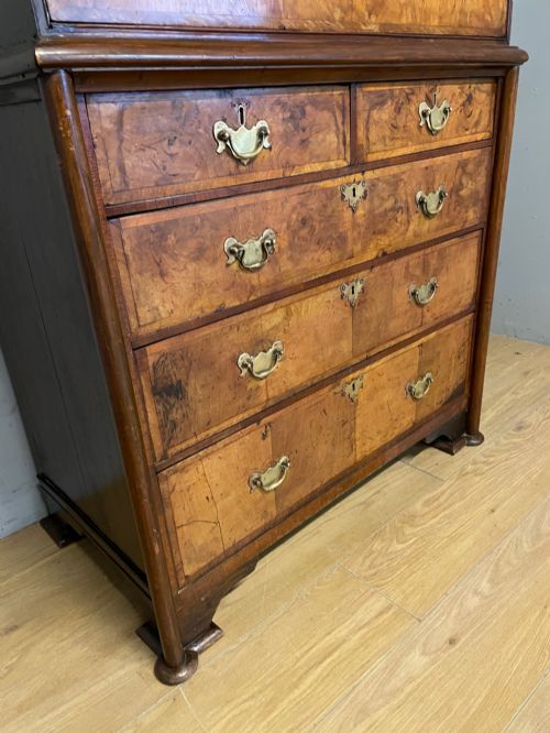 C19TH BURR WALNUT CHEST ON CHEST - ADDITIONAL PHOTO 4