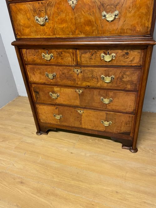 C19TH BURR WALNUT CHEST ON CHEST - ADDITIONAL PHOTO 10