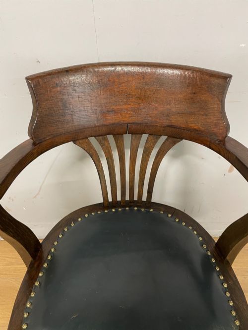 EDWARDIAN OAK REVOLVING DESK CHAIR - ADDITIONAL PHOTO 3