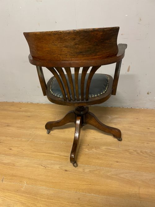 EDWARDIAN OAK REVOLVING DESK CHAIR - ADDITIONAL PHOTO 5
