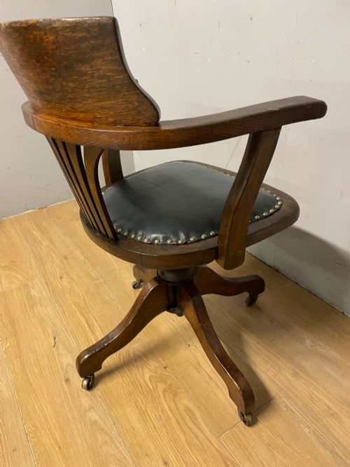 EDWARDIAN OAK REVOLVING DESK CHAIR - ADDITIONAL PHOTO 6