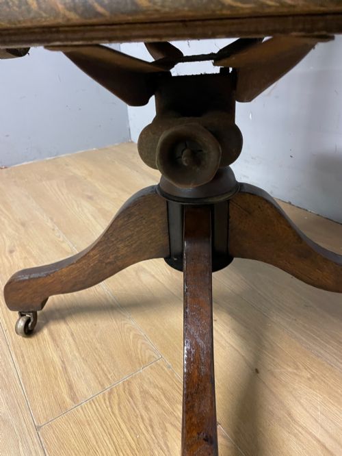 EDWARDIAN OAK REVOLVING DESK CHAIR - ADDITIONAL PHOTO 7