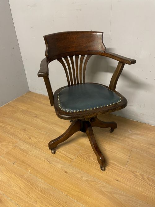 EDWARDIAN OAK REVOLVING DESK CHAIR - ADDITIONAL PHOTO 8