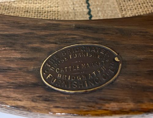 EDWARDIAN OAK AND BEECH DESK CHAIR WITH TAN HIDE SEAT - ADDITIONAL PHOTO 7