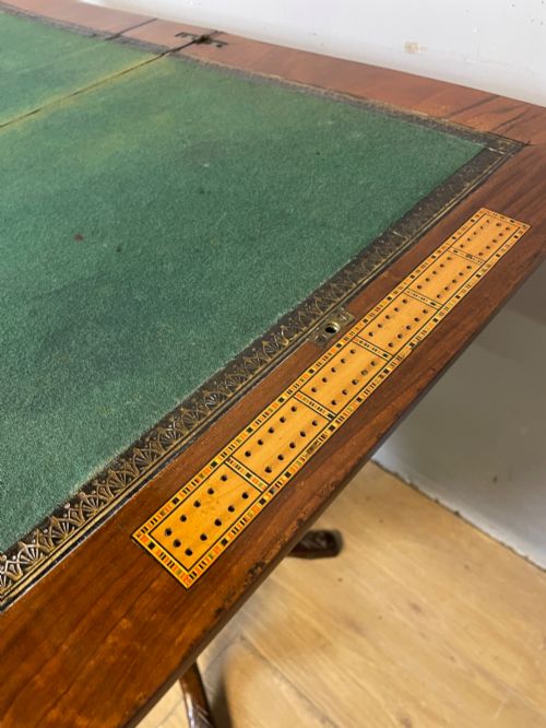 C19TH INLAID WALNUT GAMES SEWING TABLE IN SUPERB ORIGINAL CONDITION - ADDITIONAL PHOTO 9