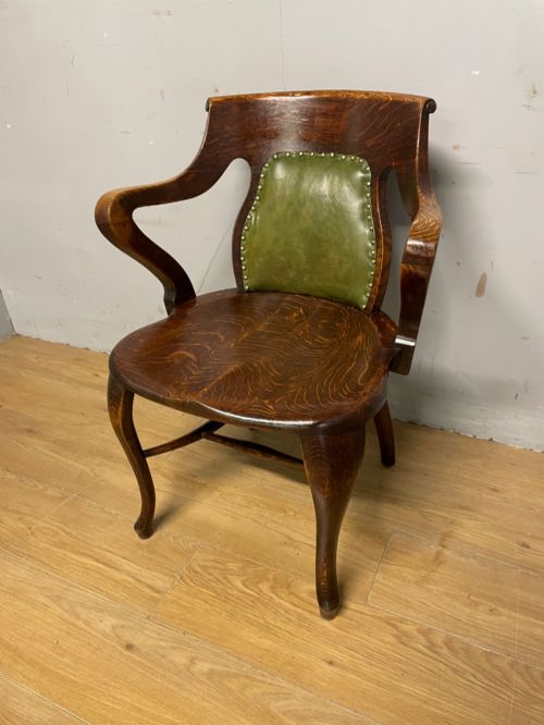 LATE C19TH SOLID OAK DESK CHAIR - ADDITIONAL PHOTO 1