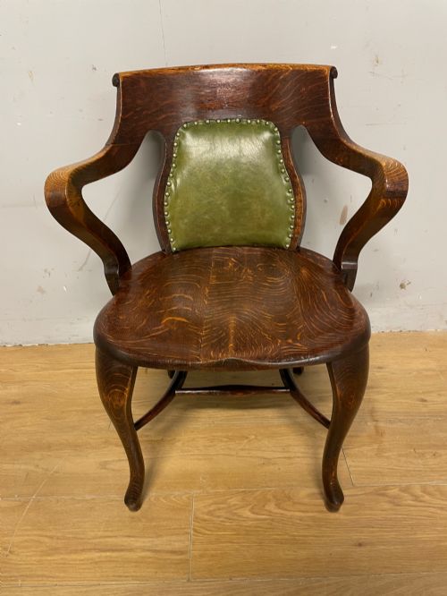 LATE C19TH SOLID OAK DESK CHAIR - ADDITIONAL PHOTO 2