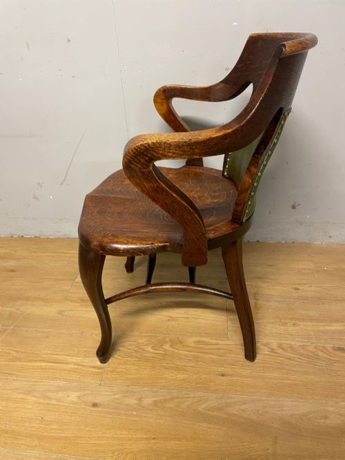 LATE C19TH SOLID OAK DESK CHAIR - ADDITIONAL PHOTO 9