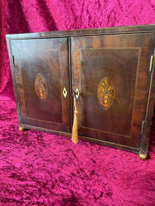GEORGIAN SMALL INLAID MAHOGANY SPICE CABINET CIRCA 1810 - ADDITIONAL PHOTO 3