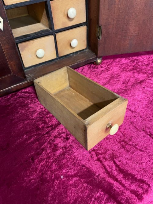 GEORGIAN SMALL INLAID MAHOGANY SPICE CABINET CIRCA 1810 - ADDITIONAL PHOTO 12
