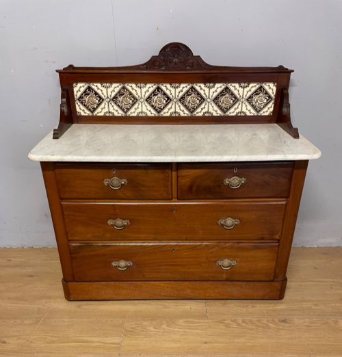 C19TH MAHOGANY WASHSTAND WITH CARRARA MARBLE TOP - ADDITIONAL PHOTO 1