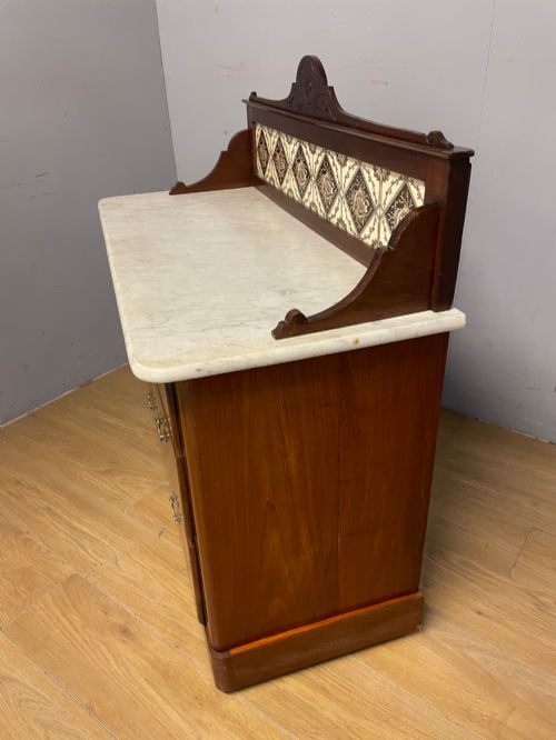 C19TH MAHOGANY WASHSTAND WITH CARRARA MARBLE TOP - ADDITIONAL PHOTO 10