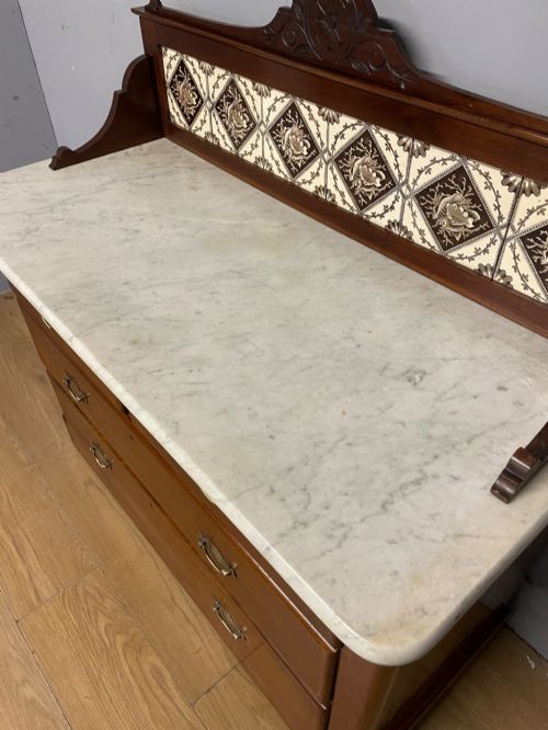 C19TH MAHOGANY WASHSTAND WITH CARRARA MARBLE TOP - ADDITIONAL PHOTO 12