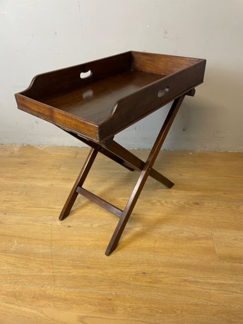 C19TH SOLID MAHOGANY BUTLERS TRAY ON ORIGINAL STAND - ADDITIONAL PHOTO 3