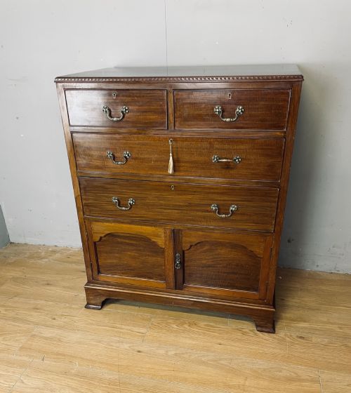 edwardian london made mahogany chest of drawers with shoe cupboard - CATEGORY: ANTIQUE CUPBOARDS - DATED 1910