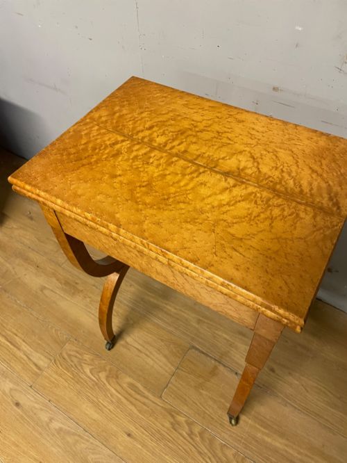 C19TH BIEDERMEIER BIRDS EYE MAPLE CARD TABLE - ADDITIONAL PHOTO 7