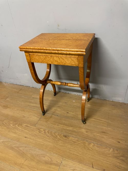 C19TH BIEDERMEIER BIRDS EYE MAPLE CARD TABLE - ADDITIONAL PHOTO 12