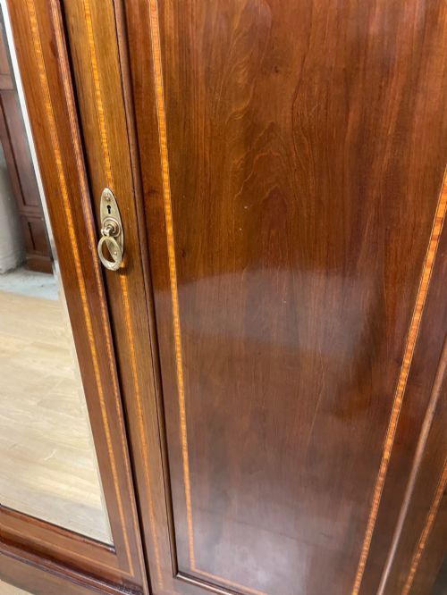 LATE C19TH INLAID MAHOGANY WARDROBE BY MAPLE AND CO LONDON - ADDITIONAL PHOTO 3
