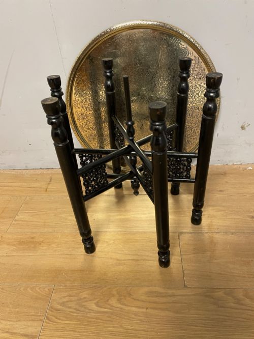 LATE C19TH GOOD QUALITY BRASS TOPPED BENARES TABLE - ADDITIONAL PHOTO 5