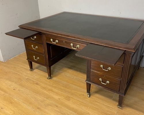 EDWARDIAN MAHOGANY PARTNERS DESK BY COOKES OF FINSBURY LONDON - ADDITIONAL PHOTO 5