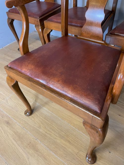 QUEEN ANNE STYLE SET OF FIVE 41 WALNUT DINING CHAIRS - ADDITIONAL PHOTO 3