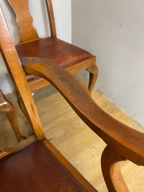 QUEEN ANNE STYLE SET OF FIVE 41 WALNUT DINING CHAIRS - ADDITIONAL PHOTO 8