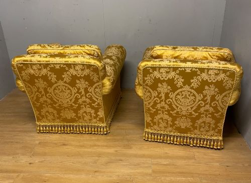 PAIR OF EDWARDIAN COUNTRY HOUSE ARMCHAIRS - ADDITIONAL PHOTO 6