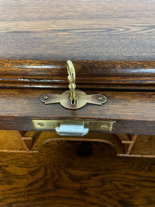 EDWARDIAN SOLID OAK ROLL TOP DESK BY ANGUS LONDON - ADDITIONAL PHOTO 6