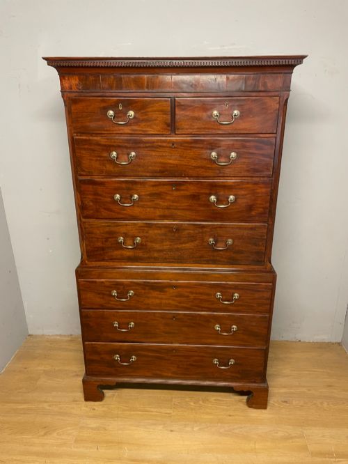 georgian flame mahogany country house chest on chest - CATEGORY: ANTIQUE CHEST OF DRAWERS - DATED GEORGIAN