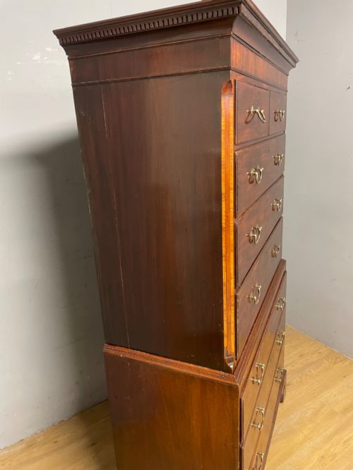 GEORGIAN FLAME MAHOGANY COUNTRY HOUSE CHEST ON CHEST - ADDITIONAL PHOTO 9