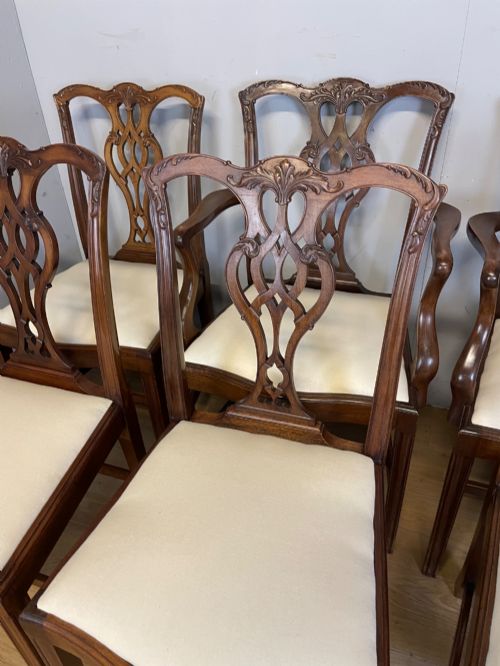 EDWARDIAN SET OF EIGHT SOLID MAHOGANY CHIPPENDALE STYLE DINING CHAIRS - ADDITIONAL PHOTO 2