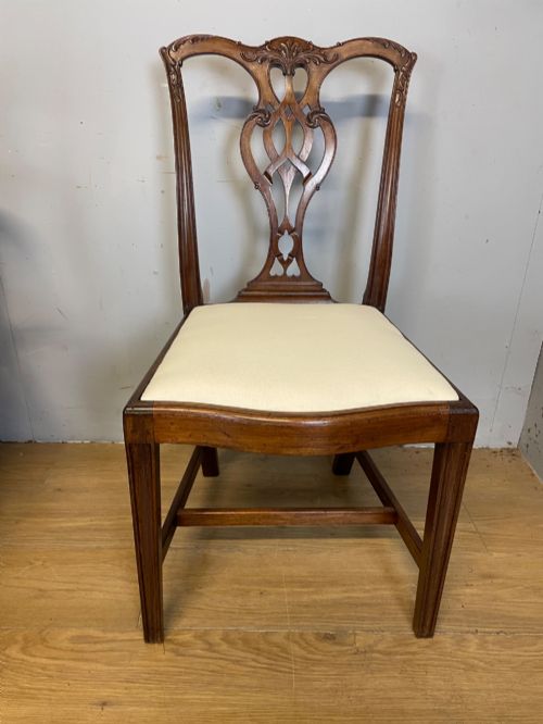 EDWARDIAN SET OF EIGHT SOLID MAHOGANY CHIPPENDALE STYLE DINING CHAIRS - ADDITIONAL PHOTO 9