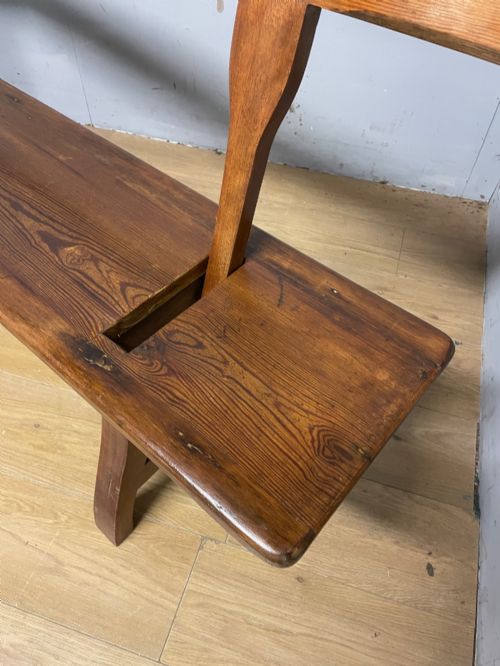 C19TH PITCH PINE AND MAHOGANY REVERSIBLE RAILWAY BENCH - ADDITIONAL PHOTO 7