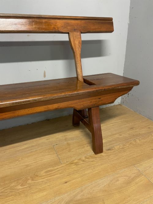 C19TH PITCH PINE AND MAHOGANY REVERSIBLE RAILWAY BENCH - ADDITIONAL PHOTO 8