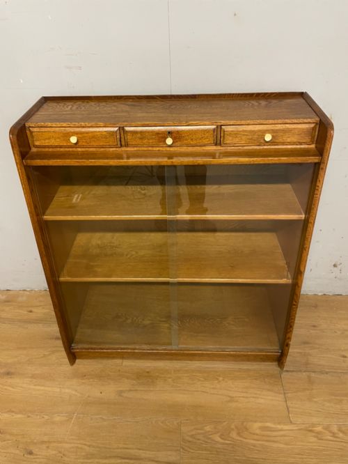 ART DECO GOLDEN OAK FREESTANDING BOOKCASE - ADDITIONAL PHOTO 8