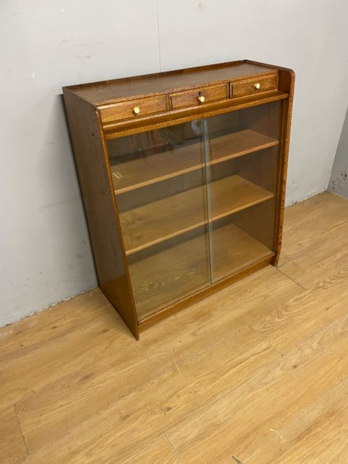 ART DECO GOLDEN OAK FREESTANDING BOOKCASE - ADDITIONAL PHOTO 9