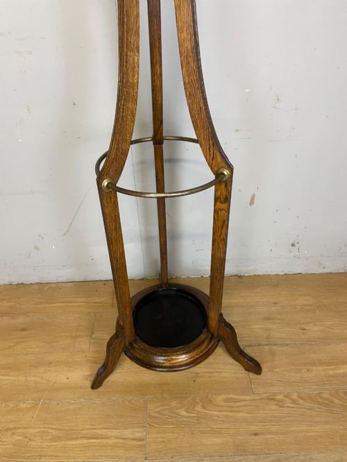 EDWARDIAN OAK COAT AND STICK STAND BY W RICHARDSON OF LEEDS - ADDITIONAL PHOTO 2