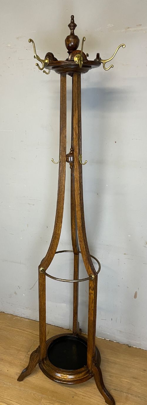 EDWARDIAN OAK COAT AND STICK STAND BY W RICHARDSON OF LEEDS - ADDITIONAL PHOTO 4