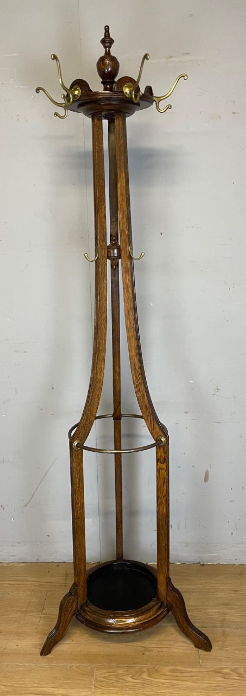 EDWARDIAN OAK COAT AND STICK STAND BY W RICHARDSON OF LEEDS - ADDITIONAL PHOTO 5