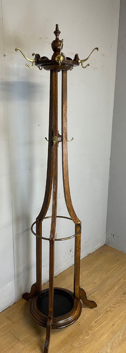 EDWARDIAN OAK COAT AND STICK STAND BY W RICHARDSON OF LEEDS - ADDITIONAL PHOTO 6