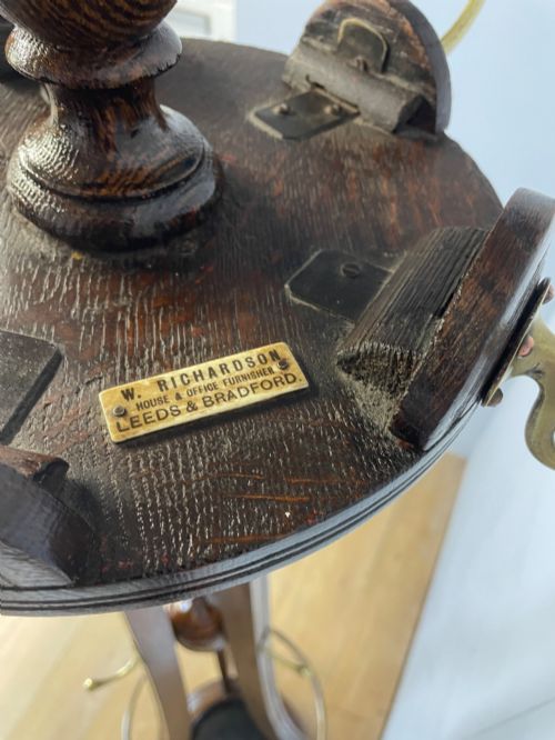 EDWARDIAN OAK COAT AND STICK STAND BY W RICHARDSON OF LEEDS - ADDITIONAL PHOTO 11