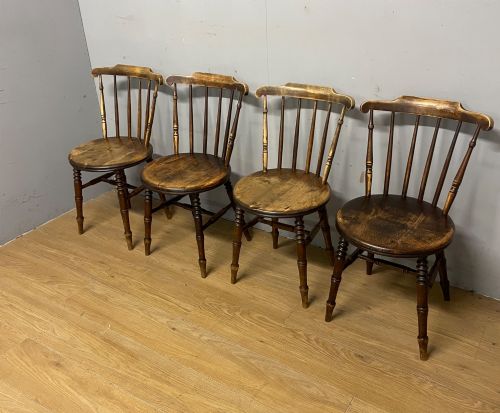 FOUR IBEX PENNY SEAT KITCHEN CHAIRS CIRCA 1900 - ADDITIONAL PHOTO 9