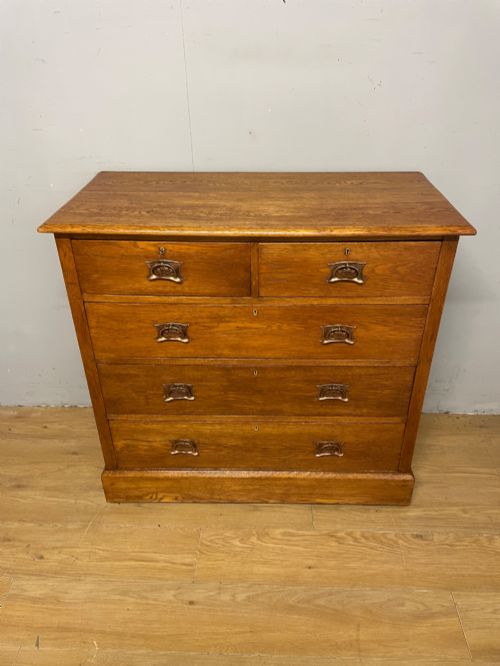 ARTS AND CRAFTS GOLDEN OAK CHEST OF DRAWERS - ADDITIONAL PHOTO 1