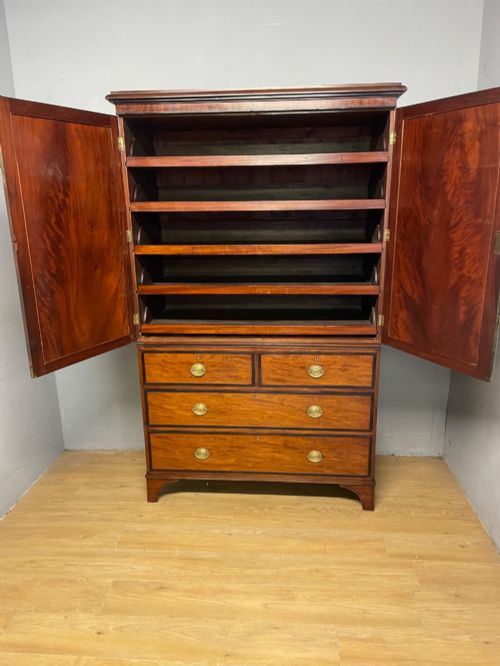 GEORGIAN FLAME MAHOGANY COUNTRY HOUSE LINEN PRESS - ADDITIONAL PHOTO 3