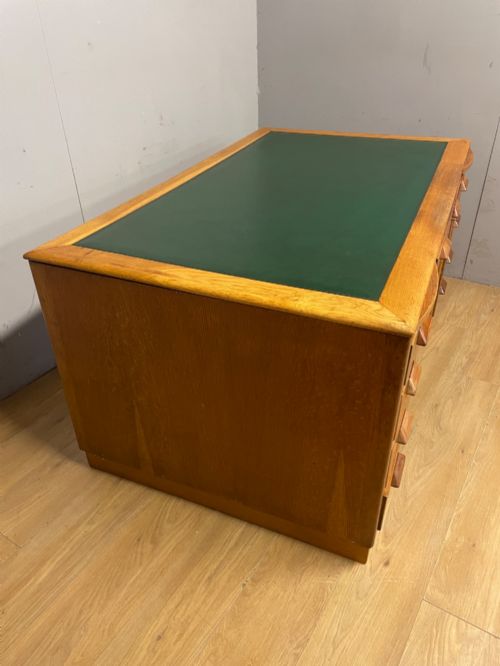 ART DECO GOLDEN OAK TWIN PEDESTAL DESK - ADDITIONAL PHOTO 8
