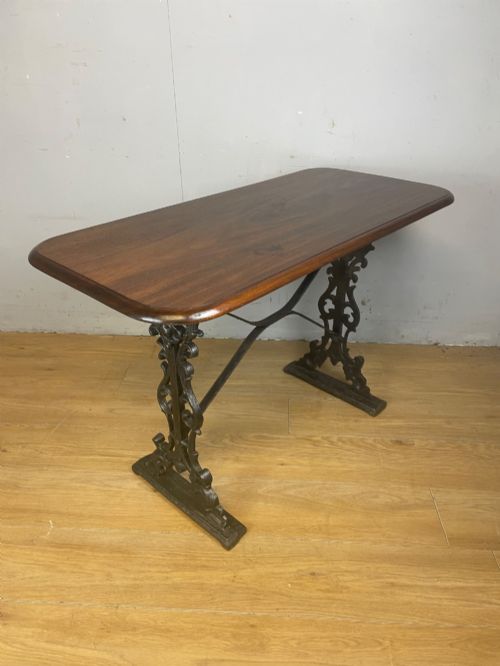 EDWARDIAN CONSERVATORY TABLE WITH SOLID MAHOGANY TOP