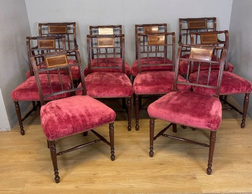 Set of 10 C19th Superb Quality Inlaid Mahogany Dining Chairs