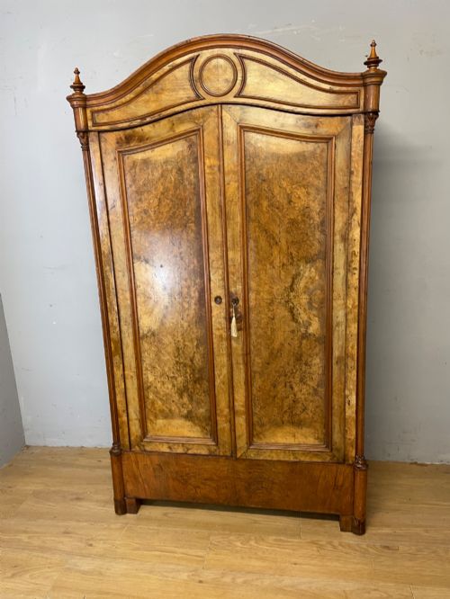 C19th French Figured Two Door Walnut Armoire of Small Proportions